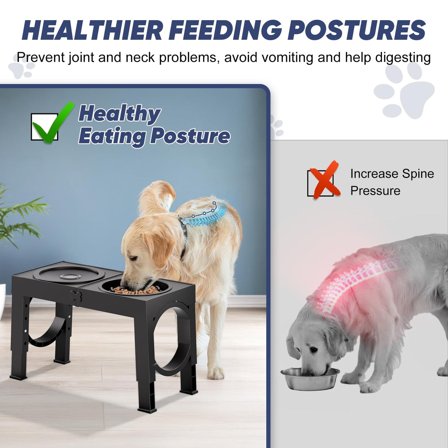 XIAZ Elevated Dog Bowls Large Breed Raised Dogs Bowl Stand Bowl
