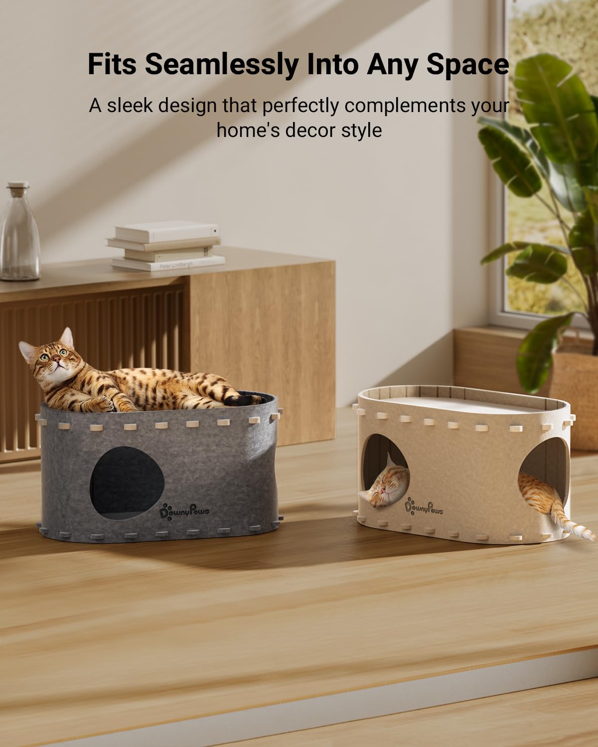 DownyPaws Cat House for Indoor Cats, Cat Bed Cave for Multiple Bed