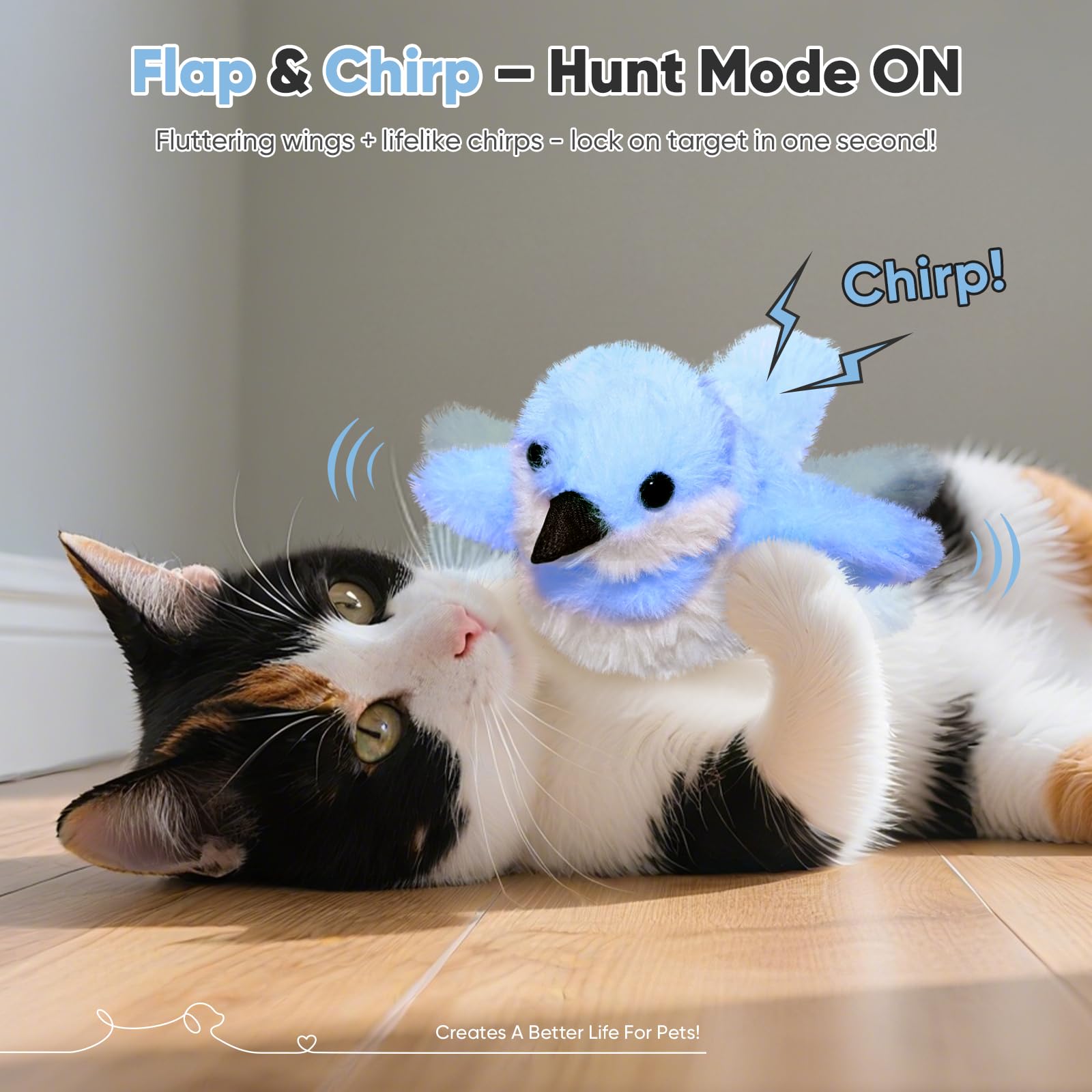 Petbobi Flappy Bird Cat Toy Realistic Interactive Cat Toy with Catnip