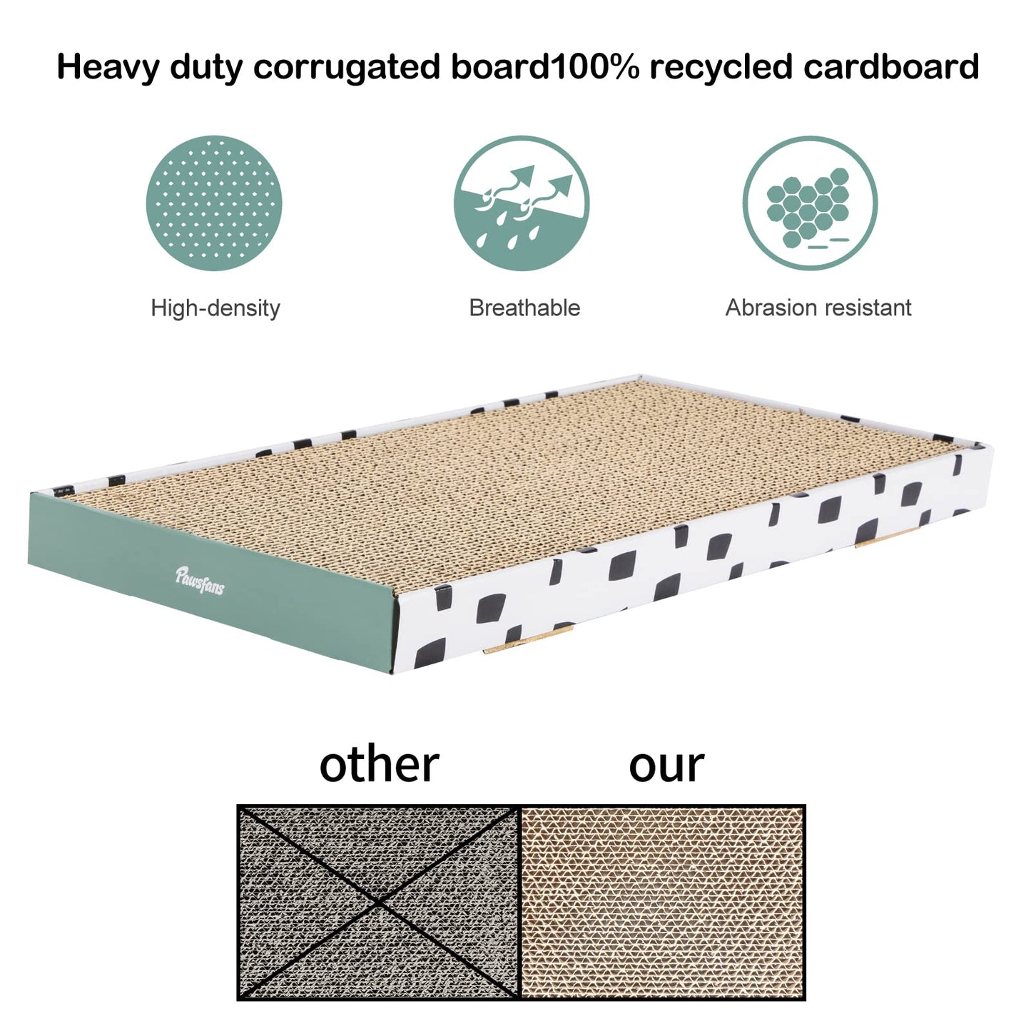 PAWSFANS Cat Scratcher Cardboard Scratch Pad with Box,Durable Bed
