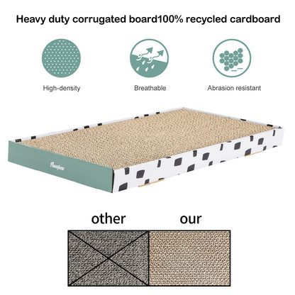 PAWSFANS Cat Scratcher Cardboard Scratch Pad with Box,Durable Bed