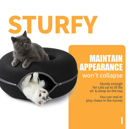 Peekaboo Cat Tunnel for Large Cats up to Features A Jingle Ball Bed