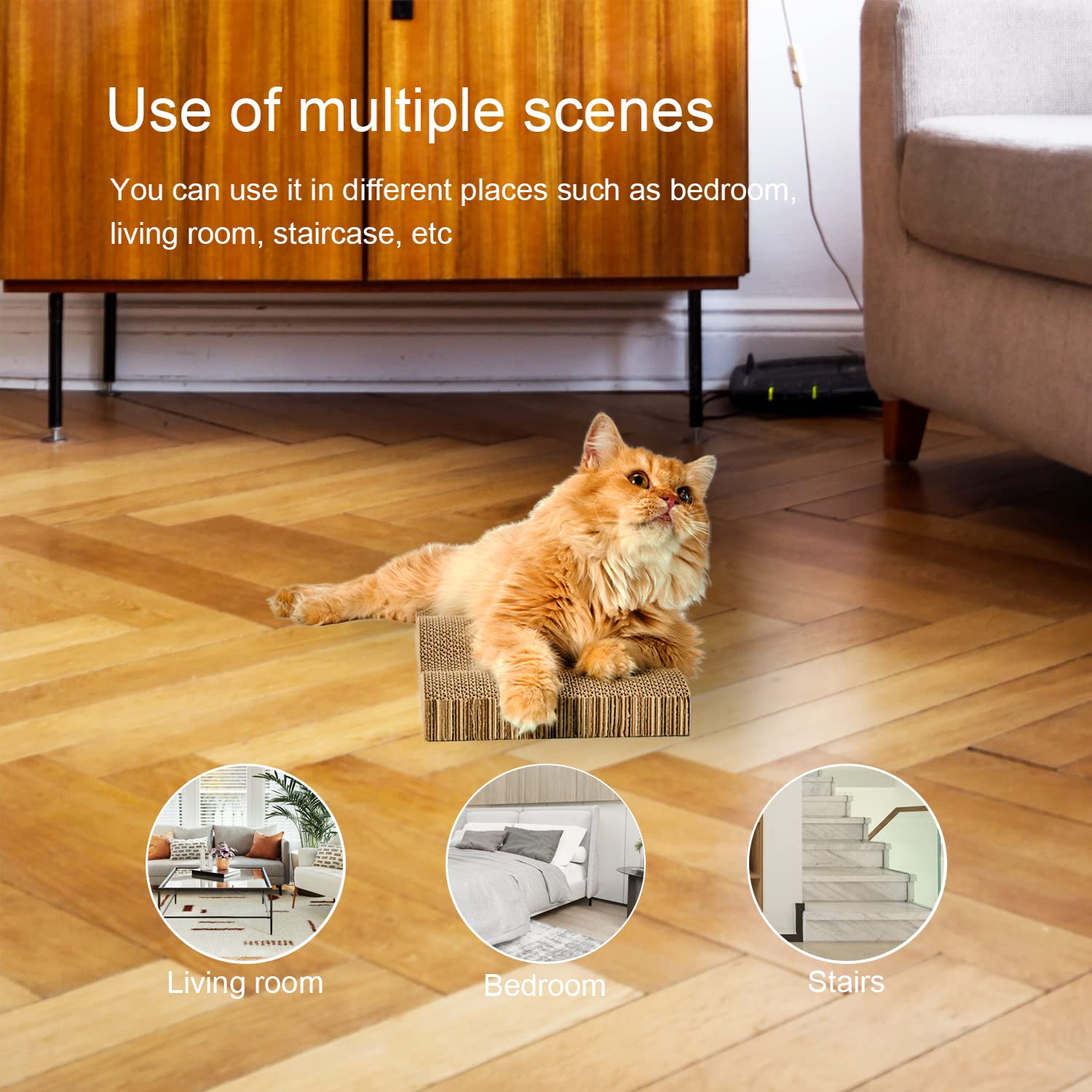 RUBMEOW Cat Scratch Pad Cardboard Scratcher Box,2PCS in 1 Pad