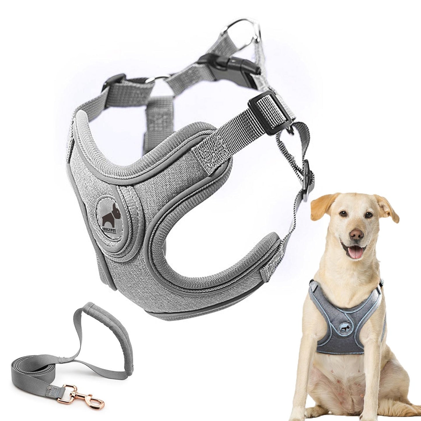 Dog Harness with Leash Set, No Pull Adjustable Step in Dog Collars Set