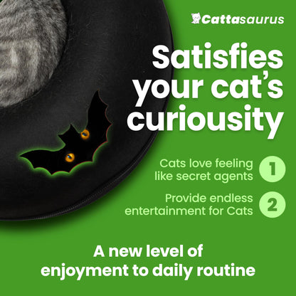 Cattasaurus Unique Gothic Peekaboo Cat Cave for Multiple Large Bed