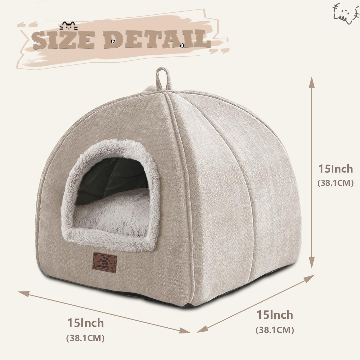 Cat Bed for Indoor Cats Cat House Cats Tent with Removable Bed