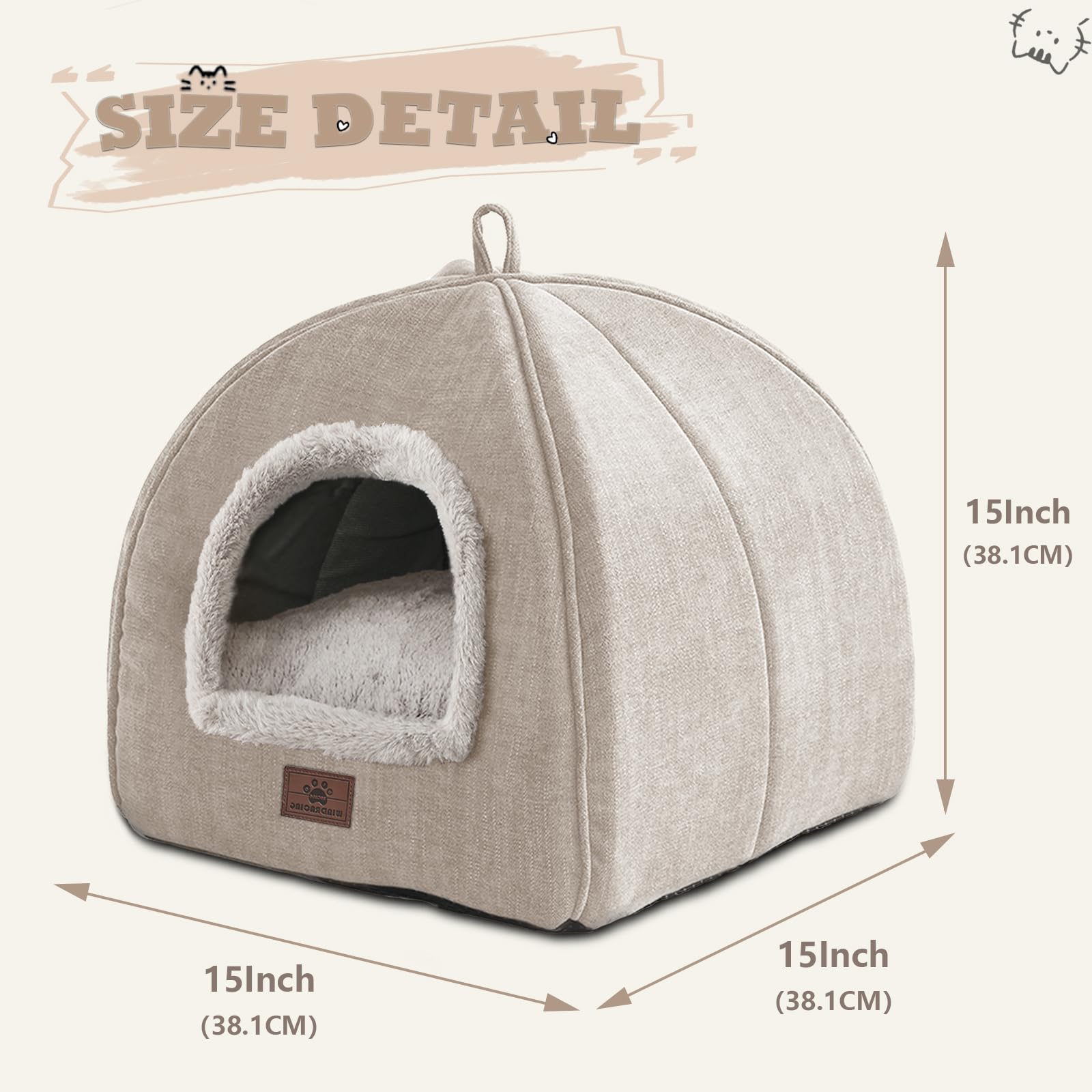 Cat Bed for Indoor Cats Cat House Cats Tent with Removable Bed