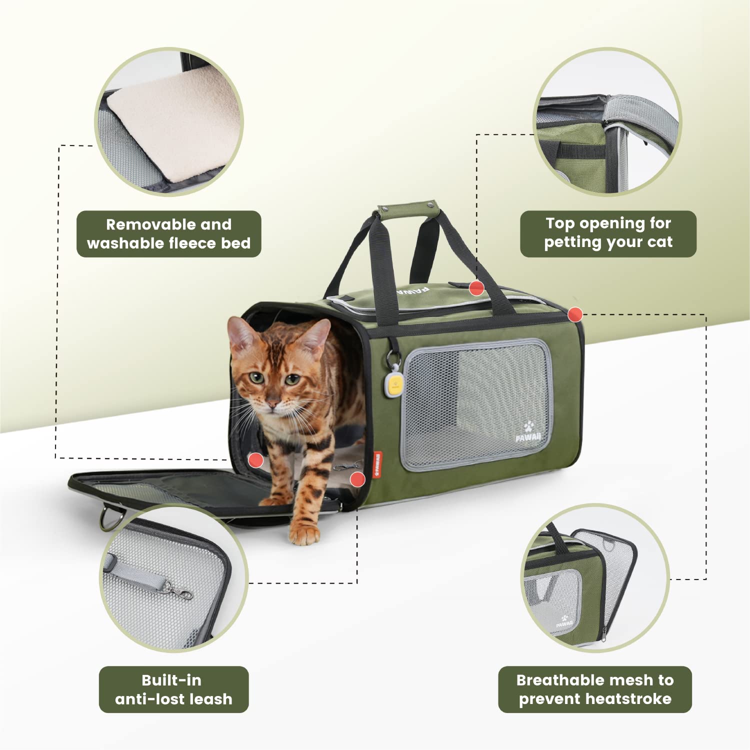 Pawaii Pet Carrier, TSA Airline Approved Cat Carrier, Soft Carrier
