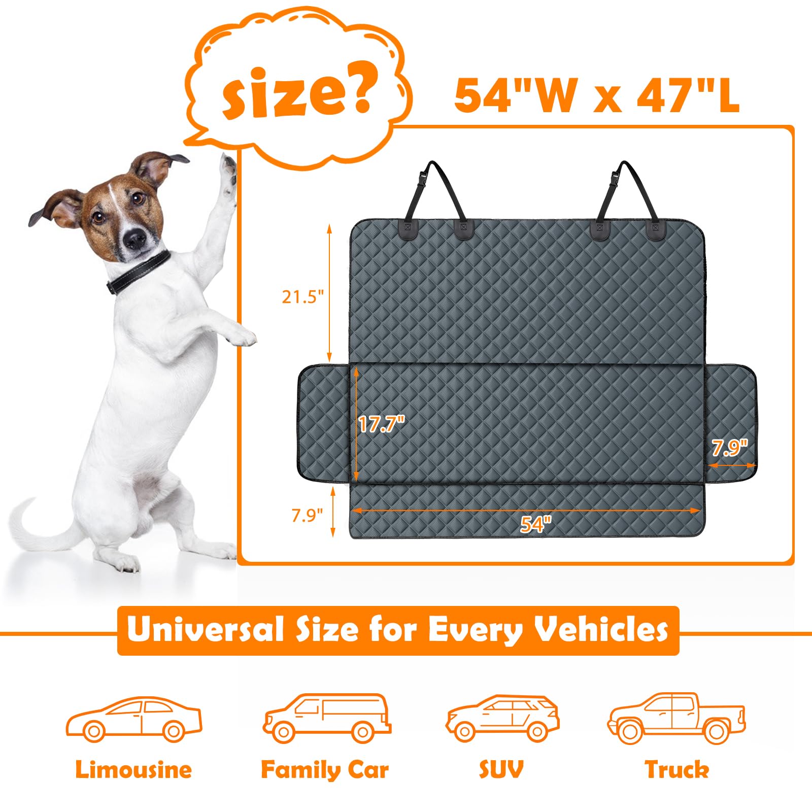 MIXJOY Dog Car Cover for Back Seat Cover Protector Waterproof Dog Seat