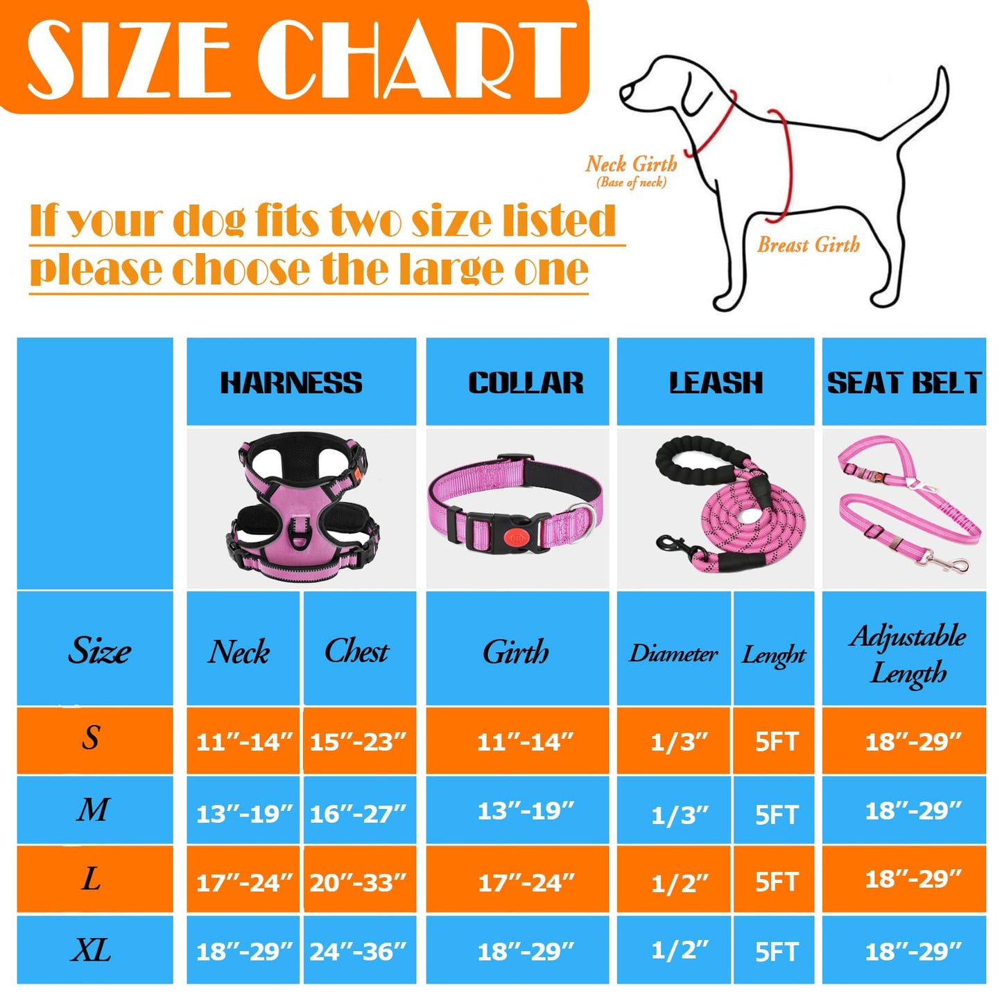 LOBEVE No Pull Dog Harness, Collar Leash Set, Includes Dog Seat Collar