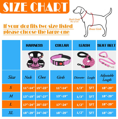 LOBEVE No Pull Dog Harness, Collar Leash Set, Includes Dog Seat Collar