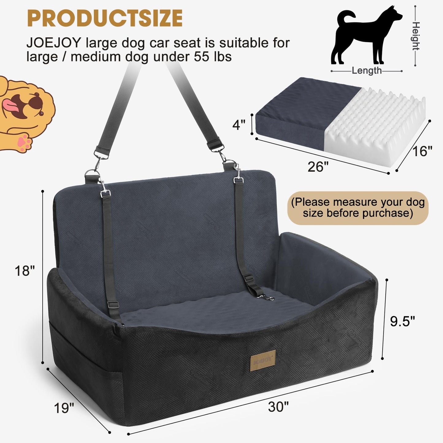 Dog Car Seat for Large Medium Sized Dogs Under Dog Booster Seat Seat