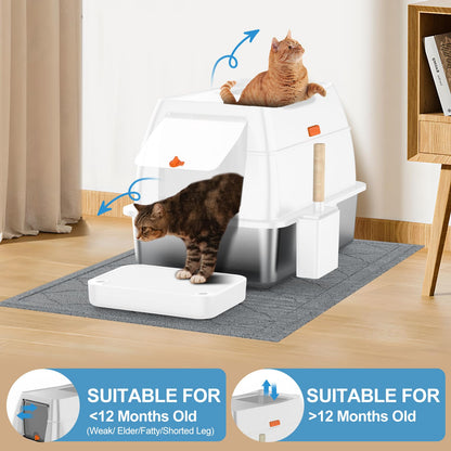 Stainless Steel Litter Box with Lid,Extra Large Enclosed Removable Box