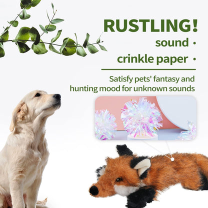 ALL FOR PAWS Dog Squeaky Fox Toy, Stuffed Animal Pet Plush Toys Plush
