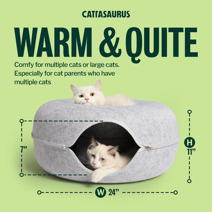Cattasaurus Peekaboo Cat Cave Donut for Multiple Large Cats up to Bed