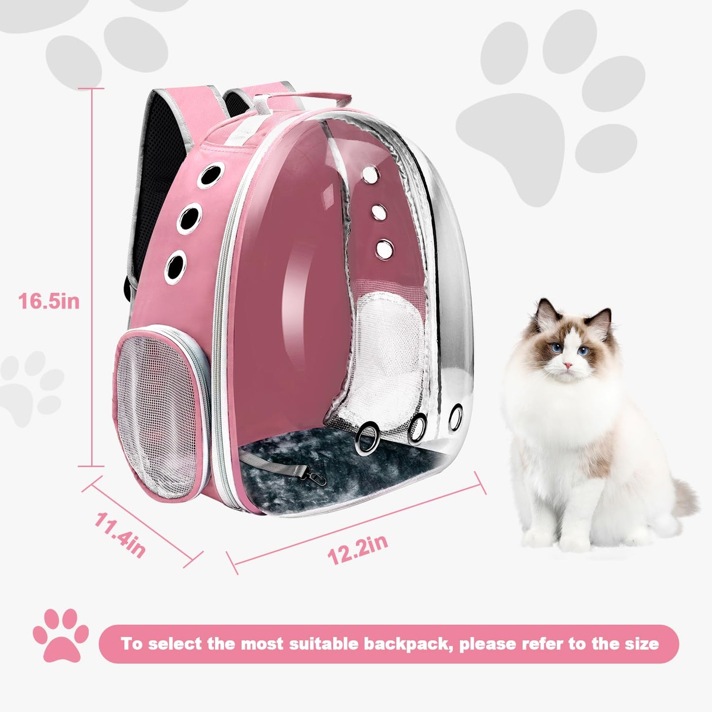 Cat Backpack Carrier, Pet Cat Carrier with Ventilated Design Carrier