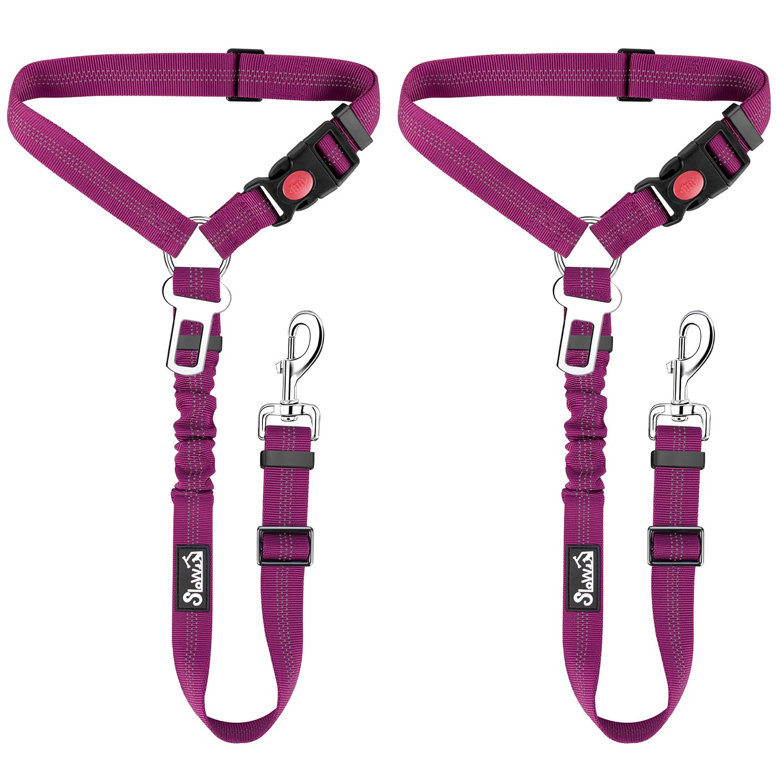 SlowTon Dog Seat Belt, 2 Pack Harness Seatbelt Adjustable With Seat