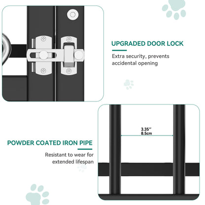 YITAHOME Outdoor Dog Enclosure with Rotating Feeder Bowls, 4'L Feeder