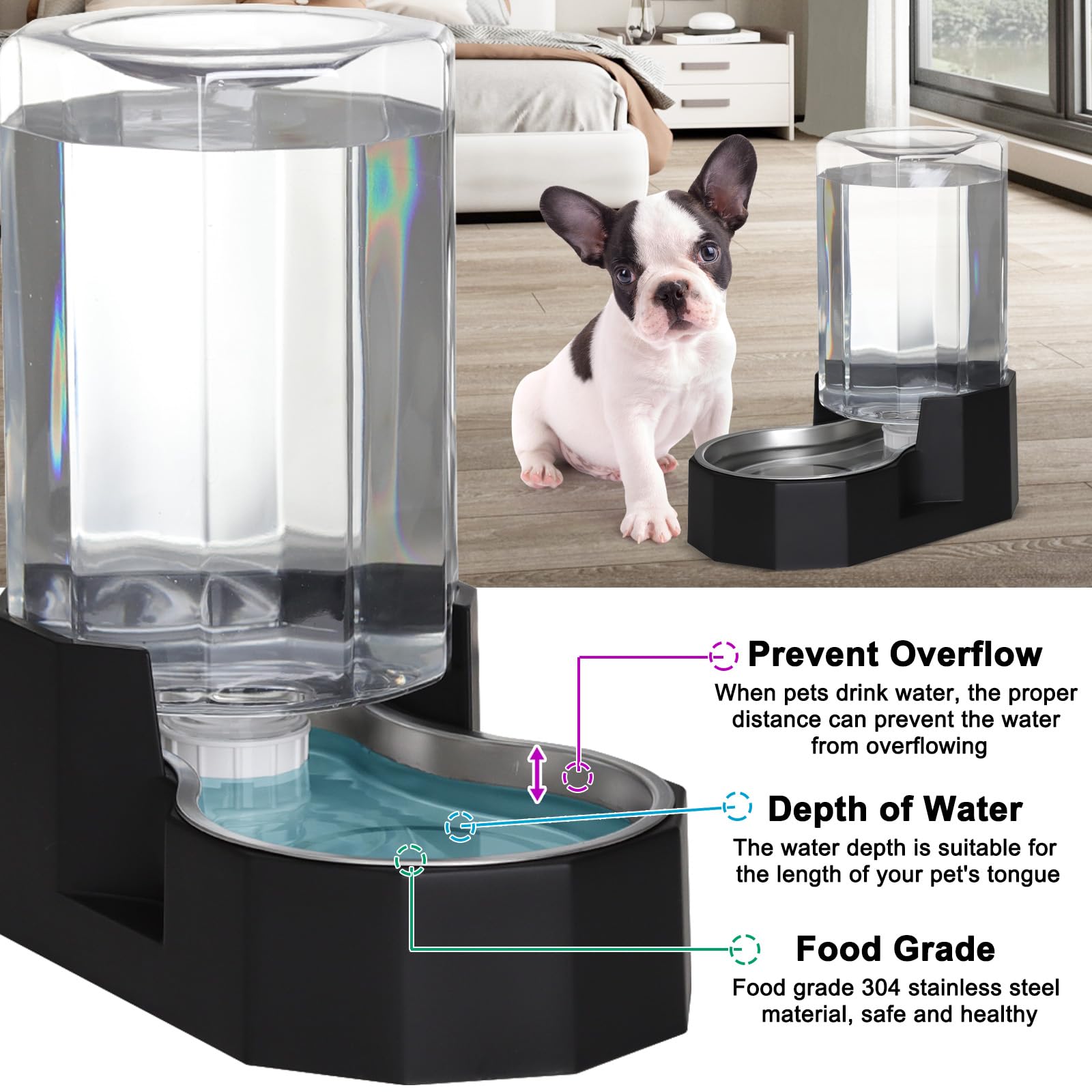Sfozstra Large Dog Water Dispenser: Automatic Gravity Water Feeder
