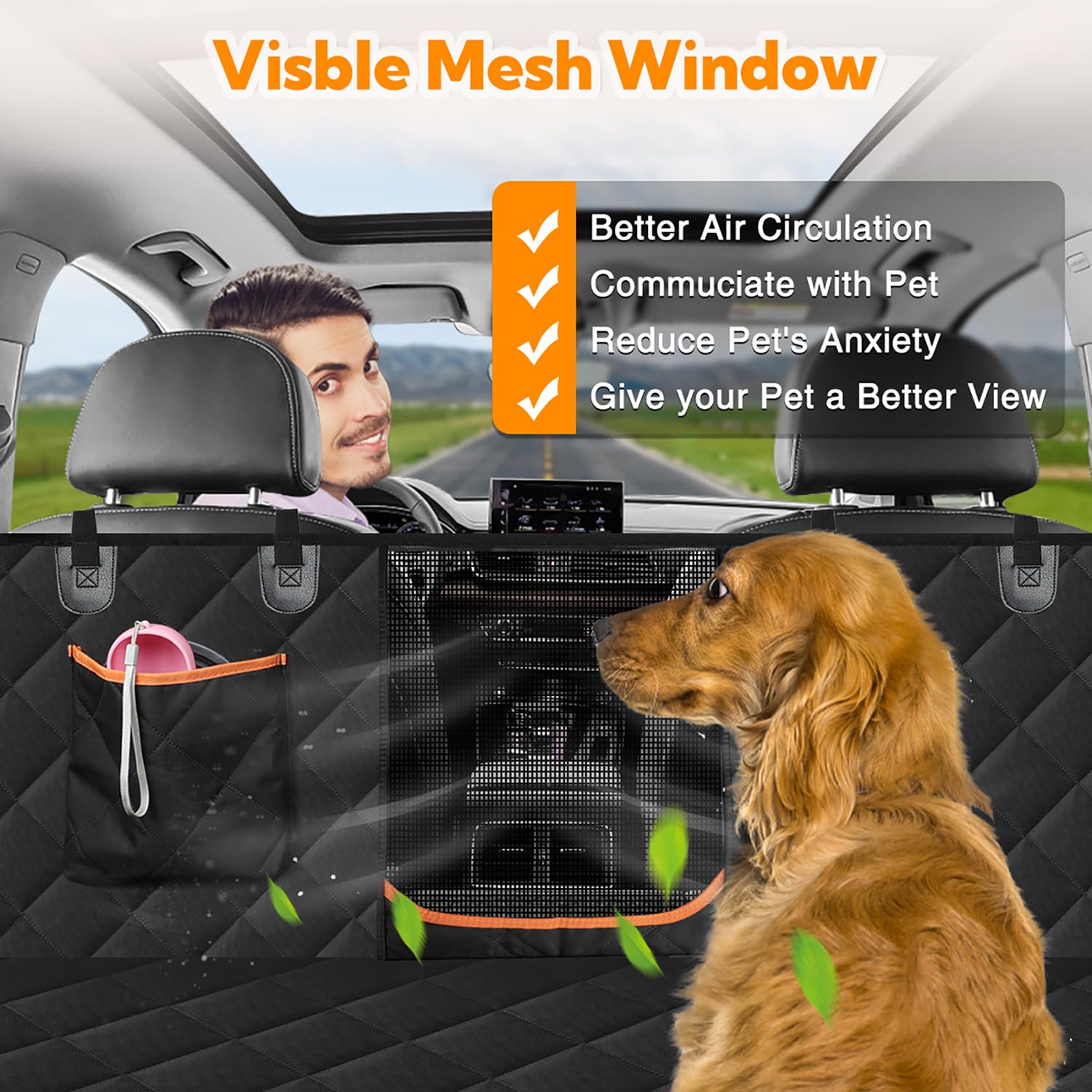 Kytely Dog Car Seat Cover for Back Seat,600D Heavy Duty Dog Hammock