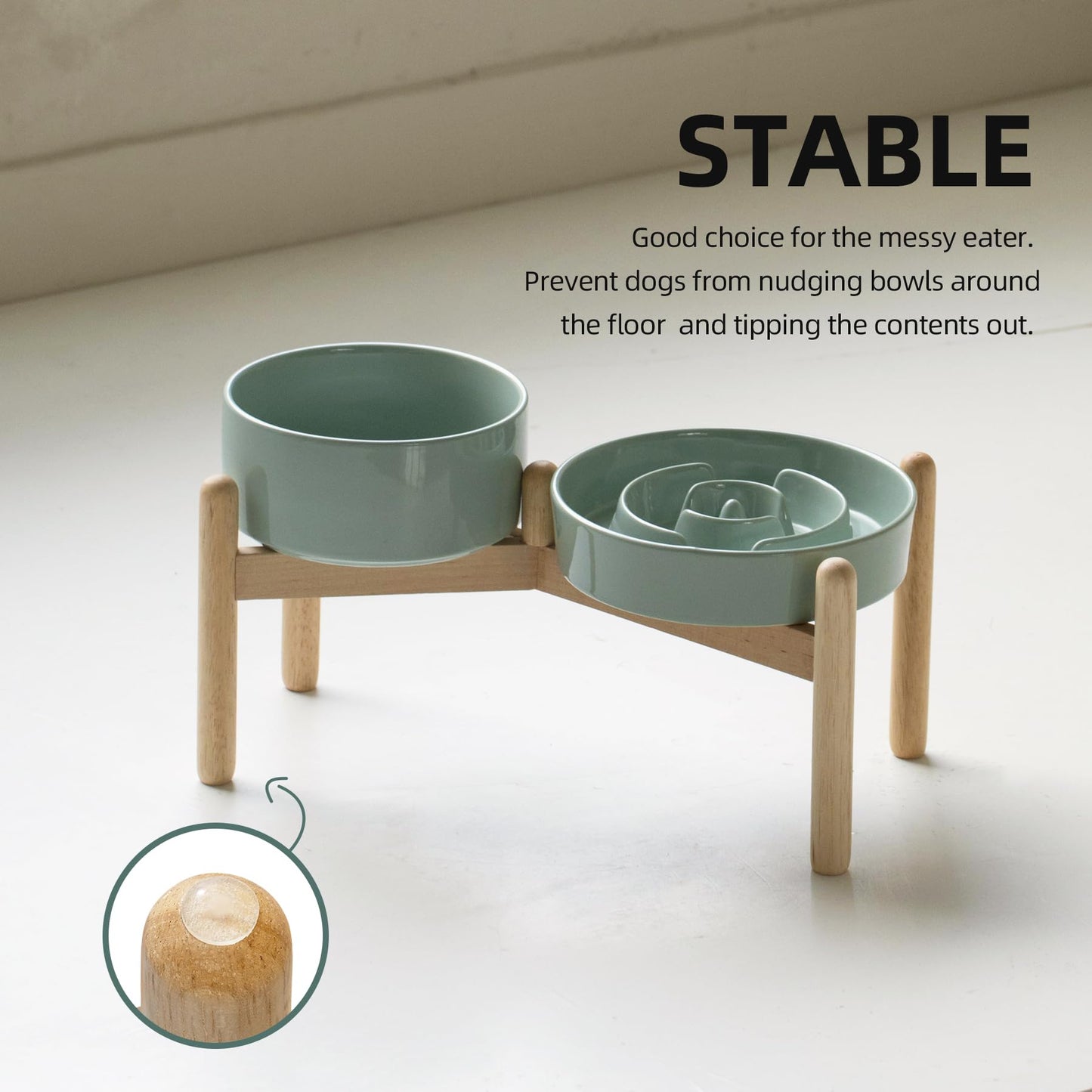 Havniva Ceramic 1.2 Cup Raised Slow Feeder Dog Bowl Set, Elevated Set