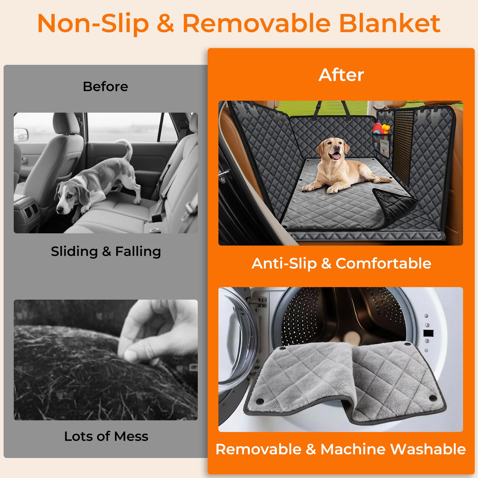 URPOWER Dogs Back Seat Extender with Non-Slip Blanket, 1 Hard Seat