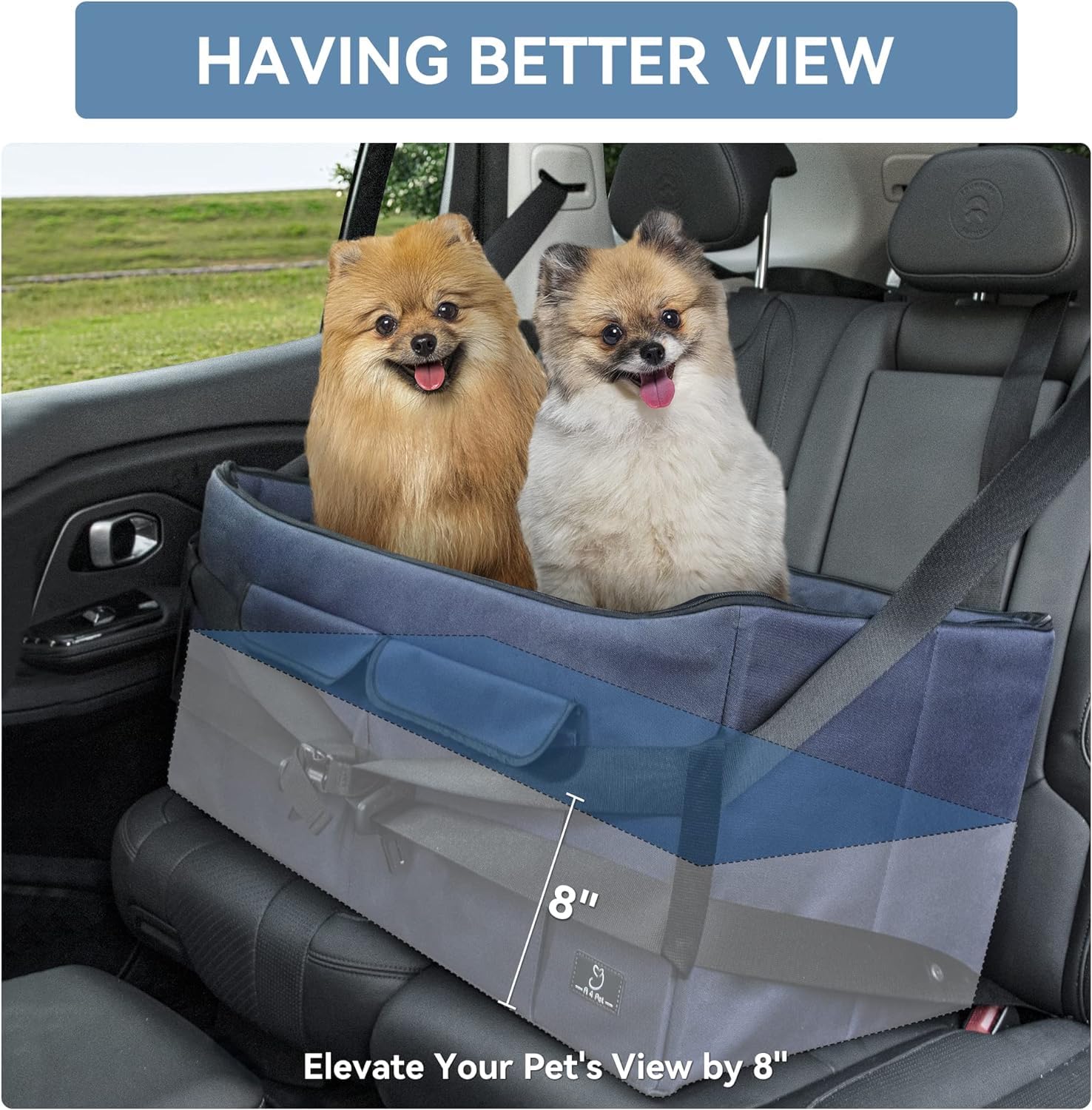 A 4 Pet Dog Car Seat for Medium/Large Dog or 2 Small Dogs, Seat