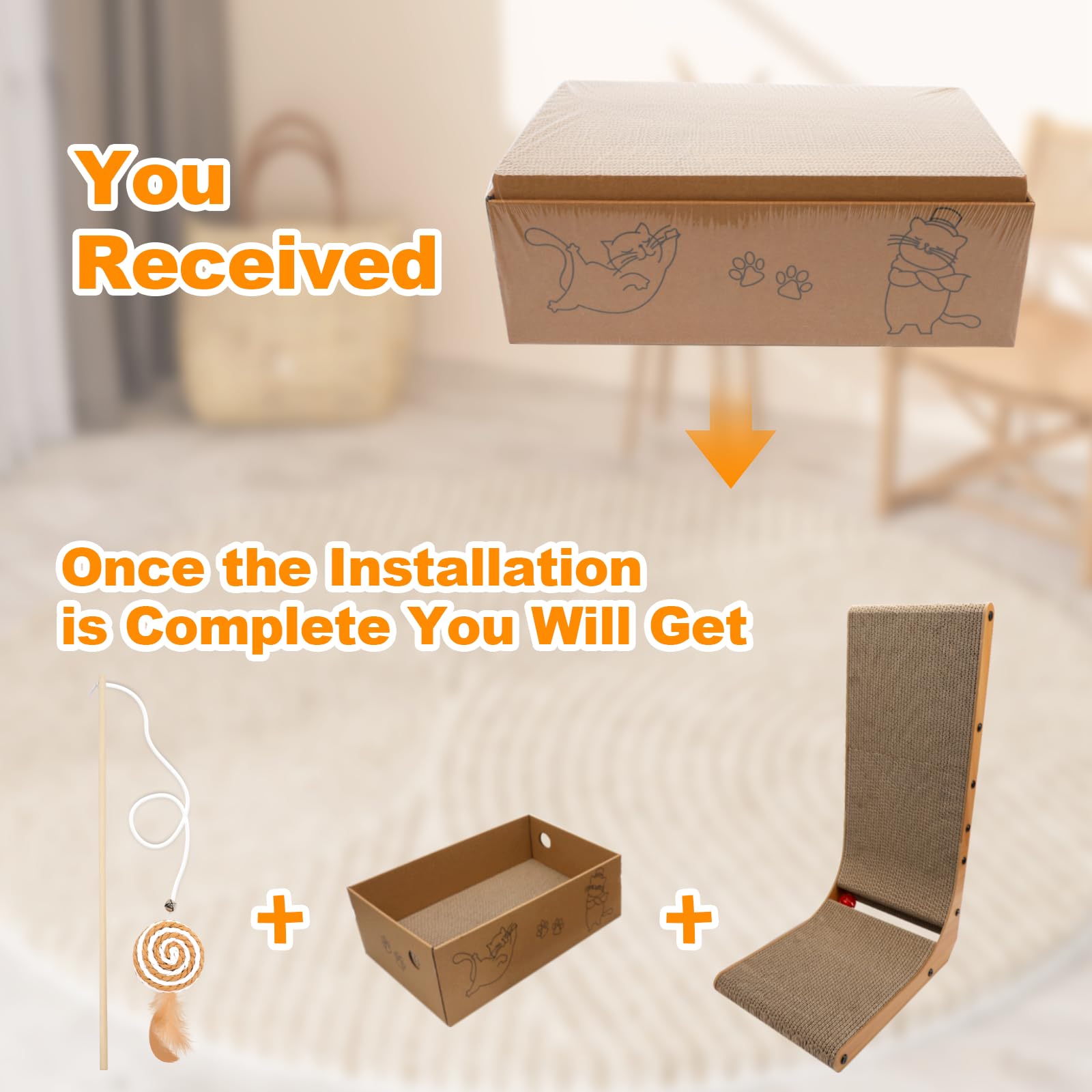 Goosheep L-Shaped Cat Scratcher 2-in1 Scratching Board for Posts