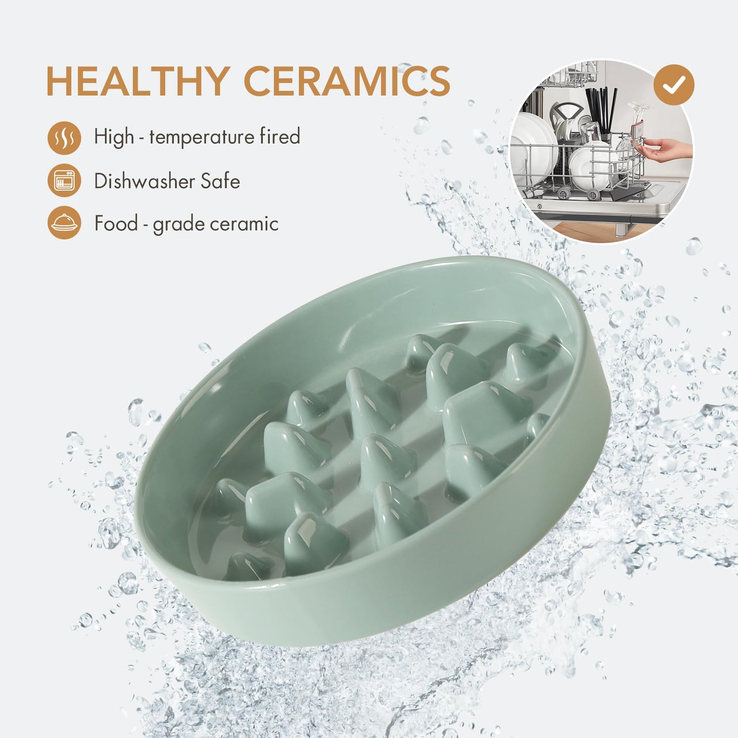 Havniva Ceramic Raised Slow Feeder Dog Bowl Set, Elevated Bowl