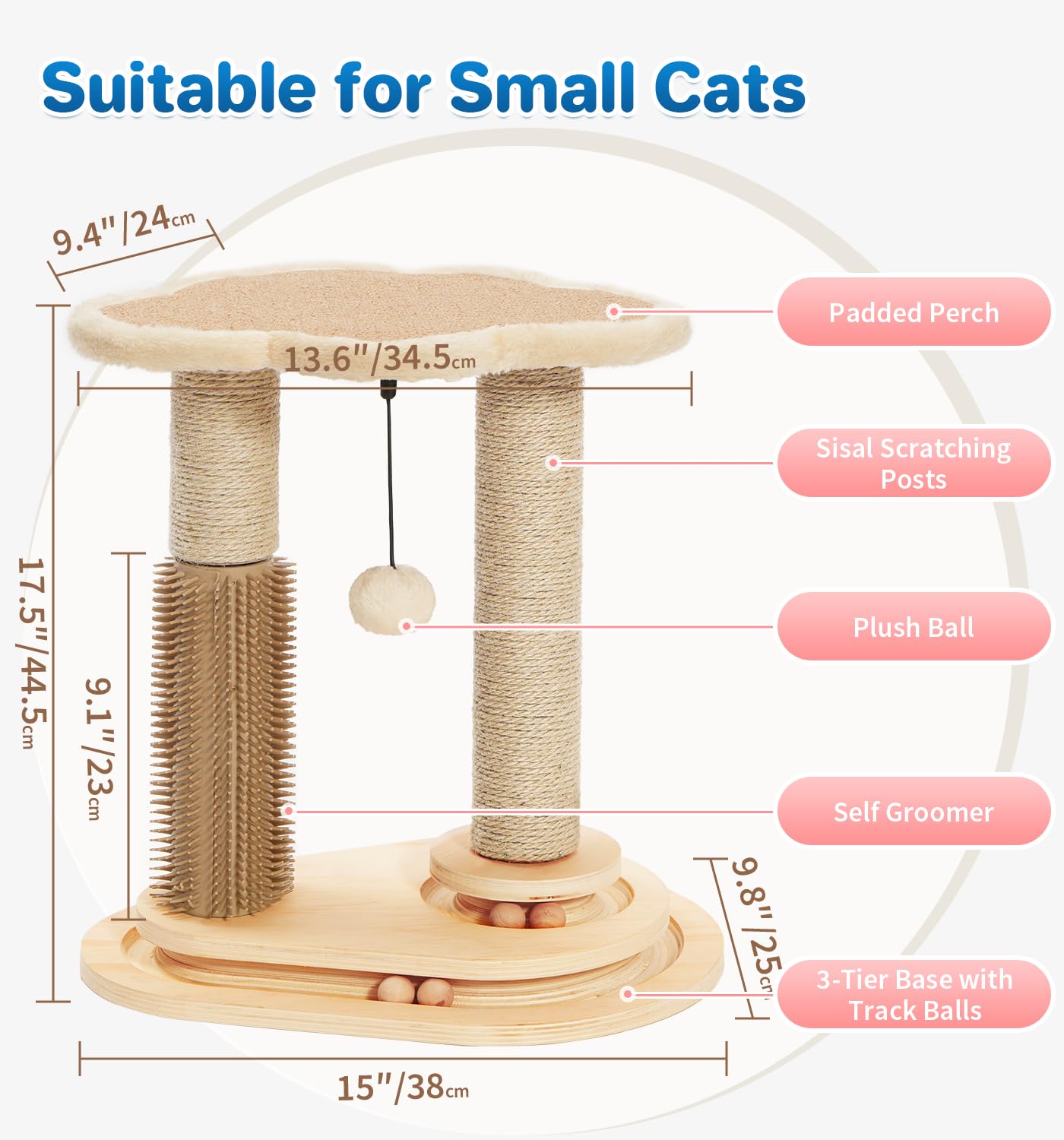 Made4Pets Cat Scratching Post, Cat Self Groomer for Indoor Scratcher