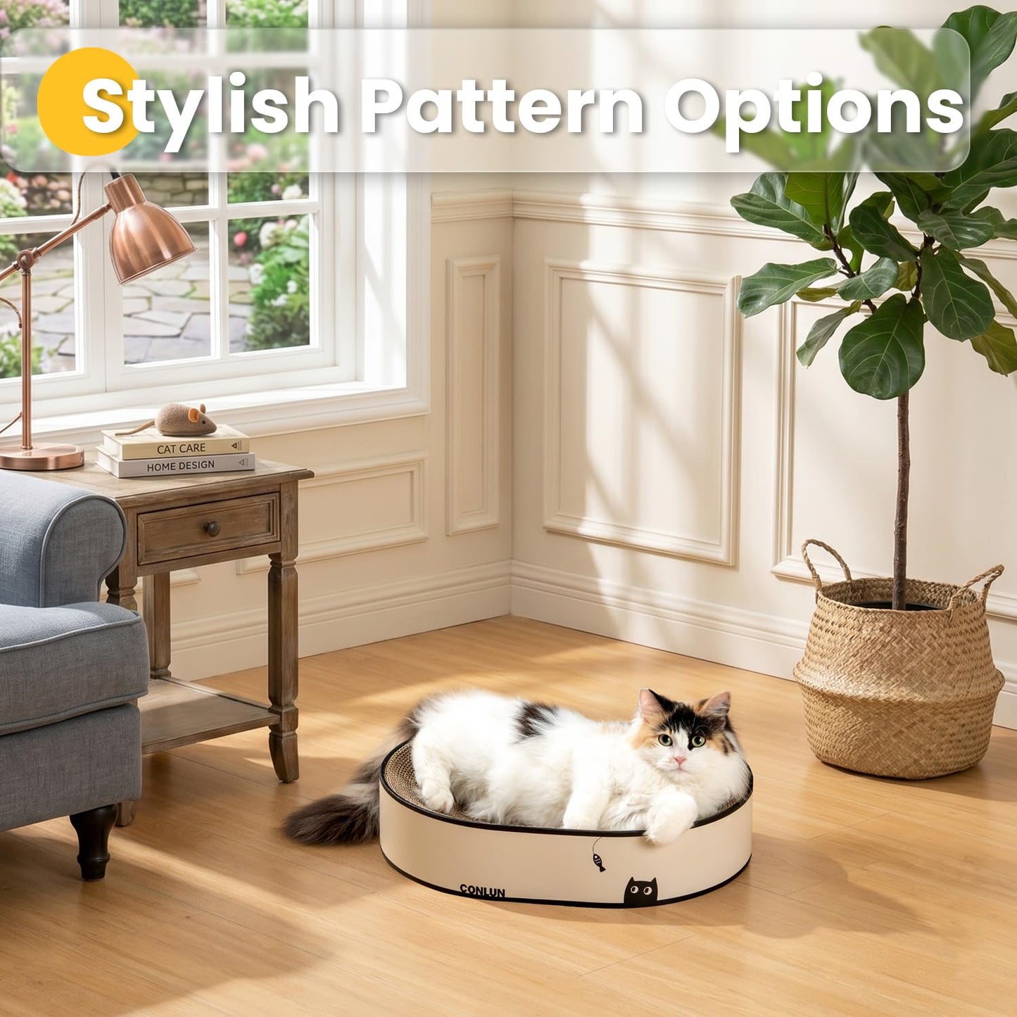 Conlun Large Oval Cat Scratcher Bowl, Cardboard Cat Scratching Pad