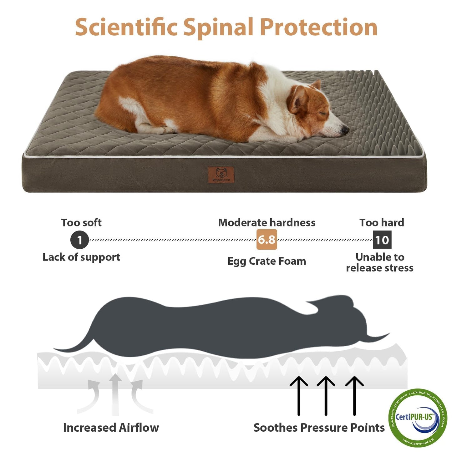 WNPETHOME Orthopedic XL Dog Bed for Crate, Waterproof Extra Bed