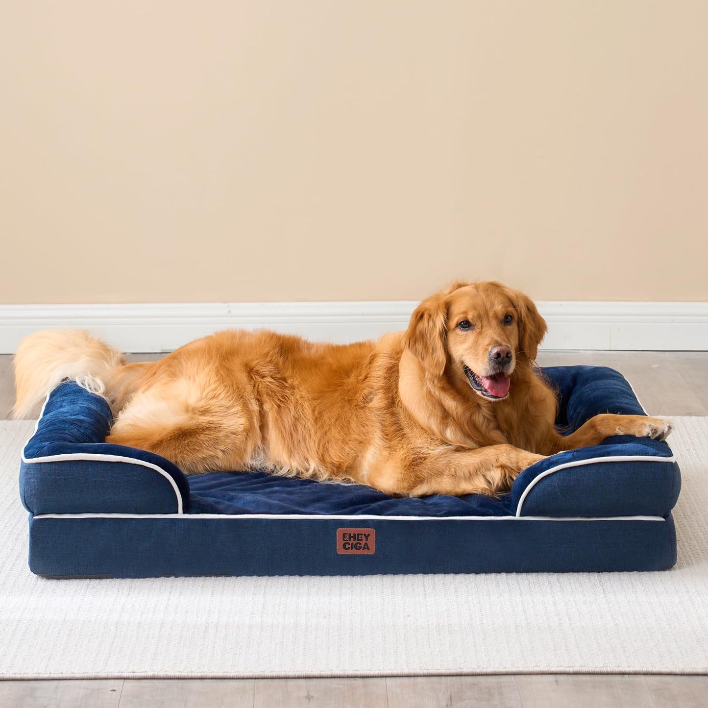 EHEYCIGA Egg-Crate Memory Foam Dog Bed, Waterproof, Large Capacity Bed