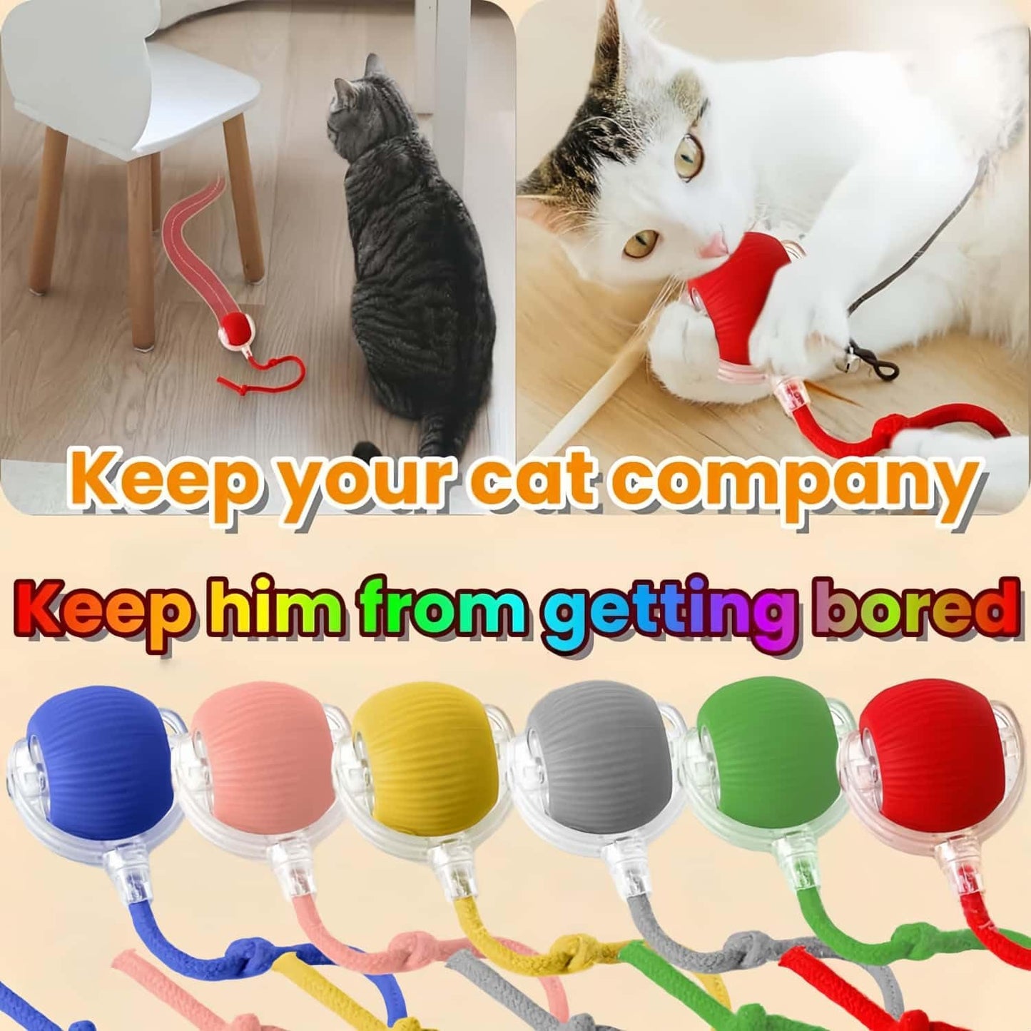OYSMY Interactive Rotating Cat Ball Toy, 360 Smart Rolling Ball