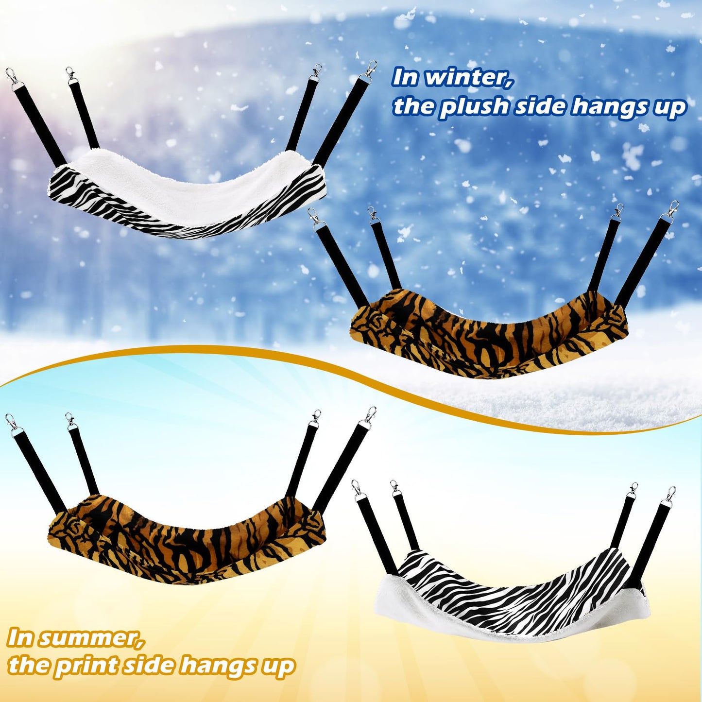 Jetec 2 Pack Cat Hammock for Cage, Catio Accessories Reversible Bed