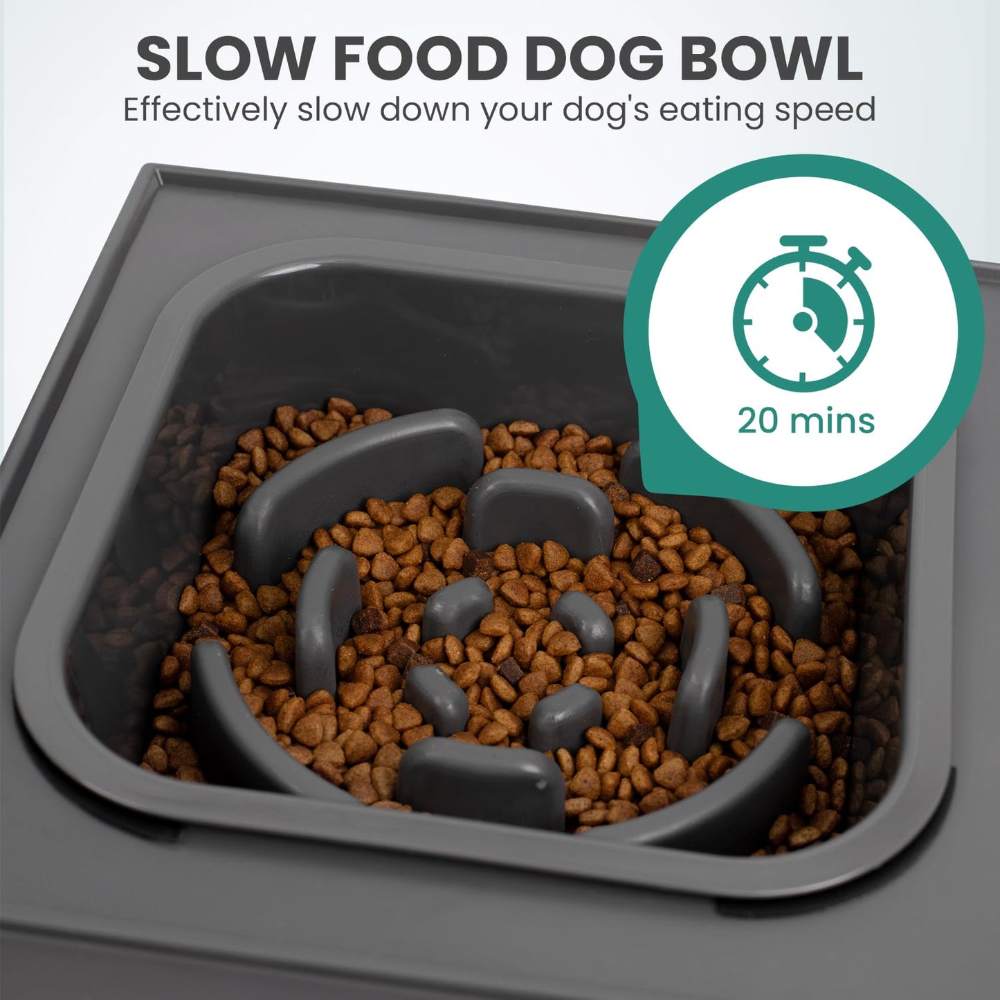 Niubya Elevated Dog Bowls, with Slow Feeder Bowl and Stainless Bowl