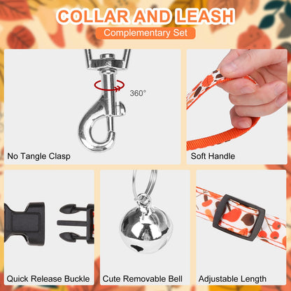 EXPAWLORER Thanksgiving Autumn Puppy Harness Dog Collar and Leash