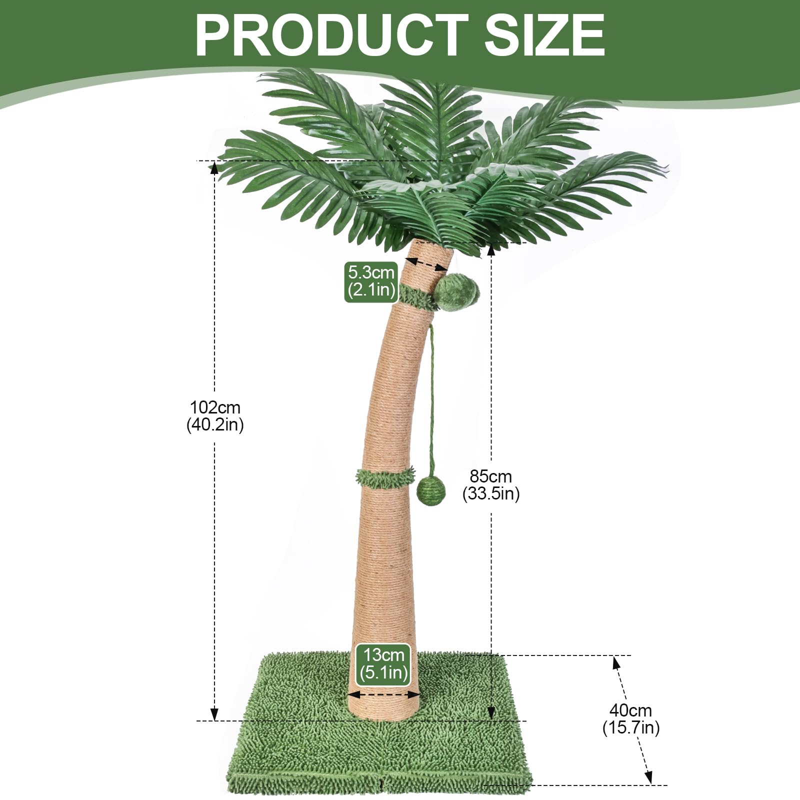 40'' Tall Cat Scratching Post Cat Tree, Curved Design Cat Scratcher