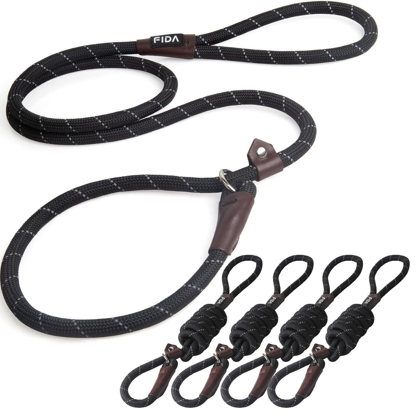 Fida Durable Slip Lead Dog Leash Bulk Pack of 5, Heavy Duty 1/2" Lead