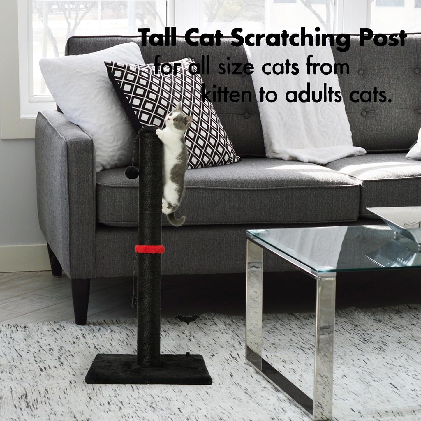 MECOOL Cat Scratching Post Sisal Scratch Posts with Hanging Ball Posts