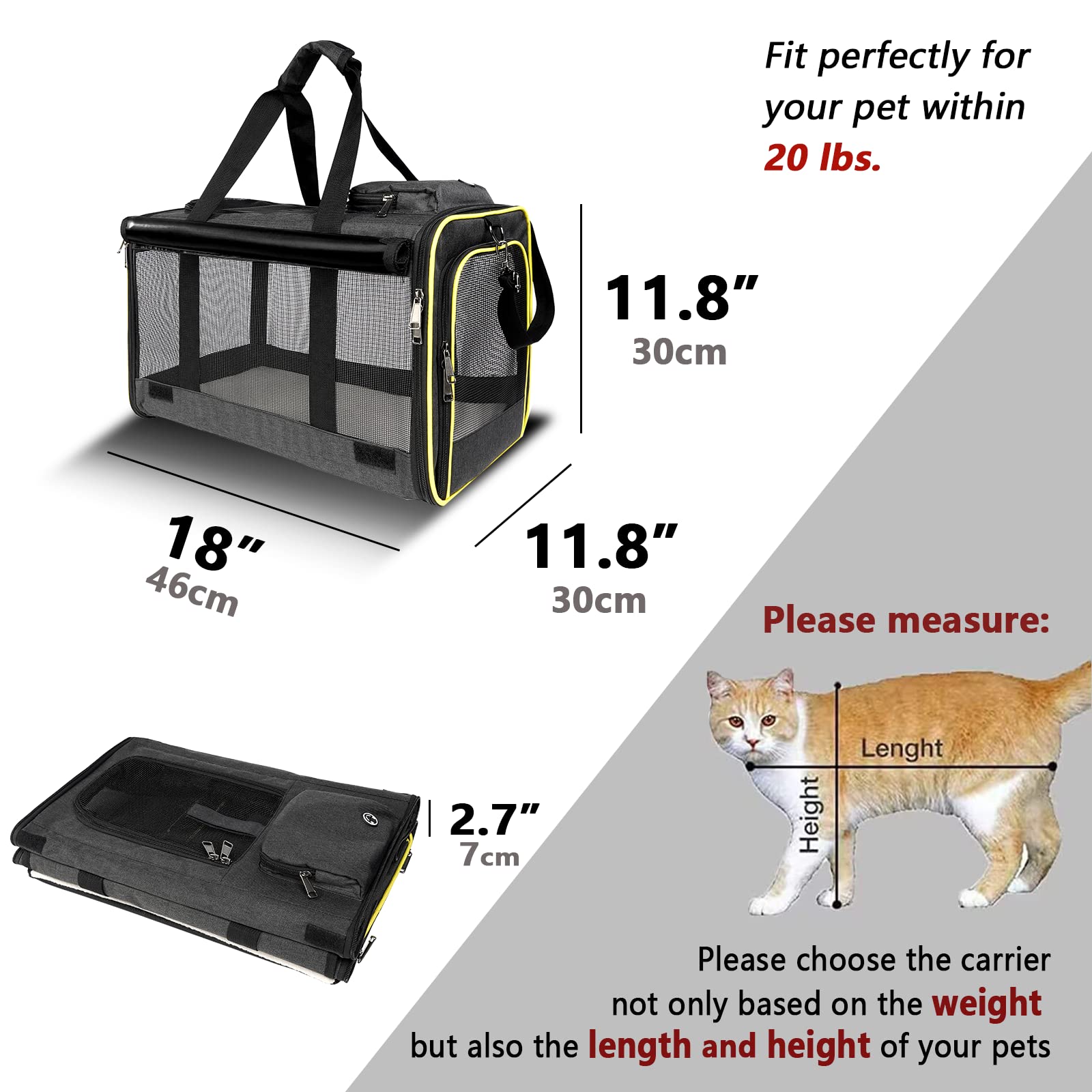 GAPZER Cat Carriers for Large Cats + Soft Pet Carrier
