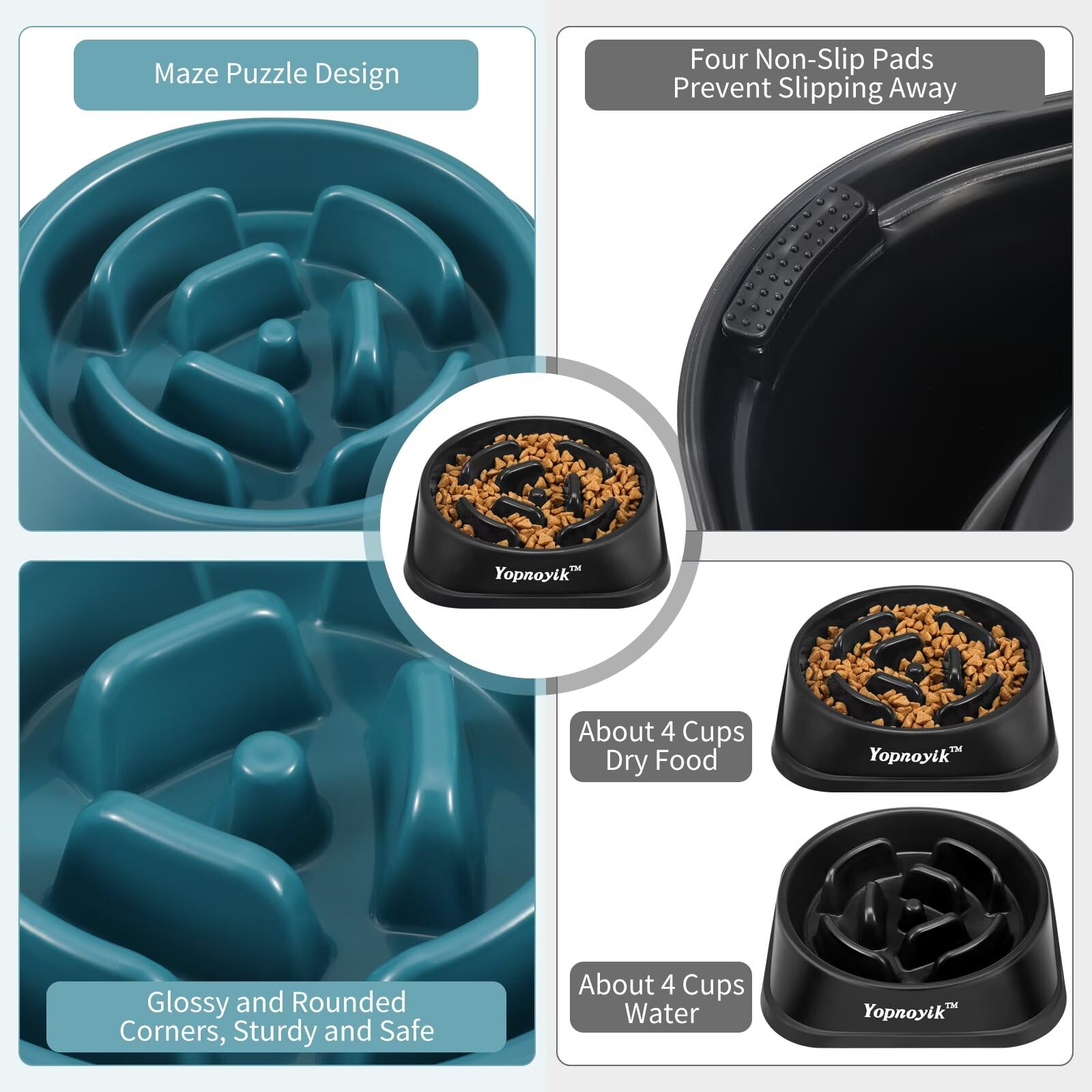 2 Pack Slow Feeder Dog Bowls for Healthy Eating, Non-Slip Feeder