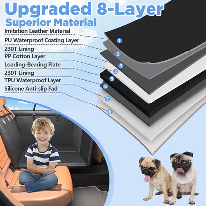 MYJAQI Back Seat Extender for Dogs, PU Leather Dog Car Seat Cover