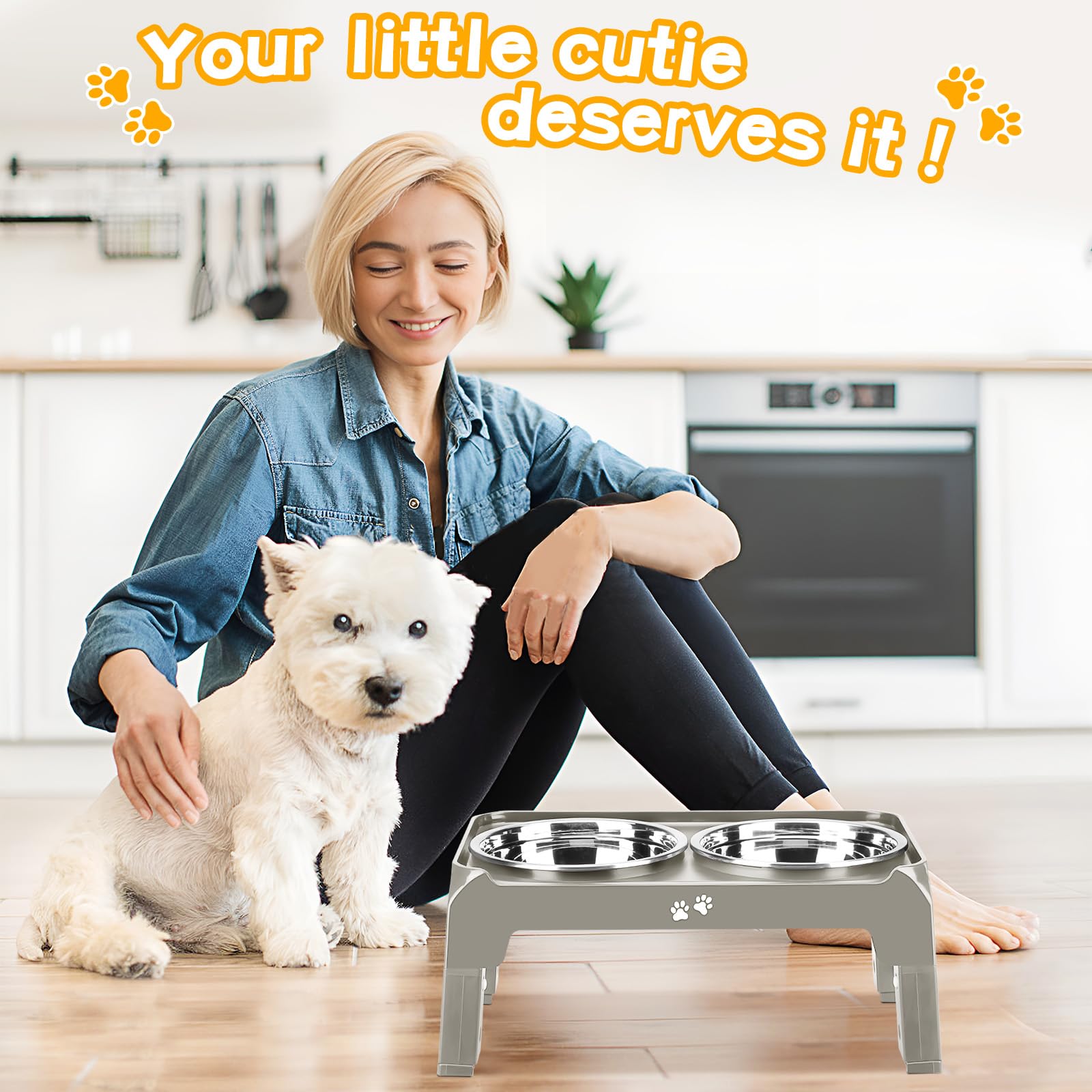 Elevated Dog Bowls for Small Dogs 3 Height Adjustable Raised Dog Bowl