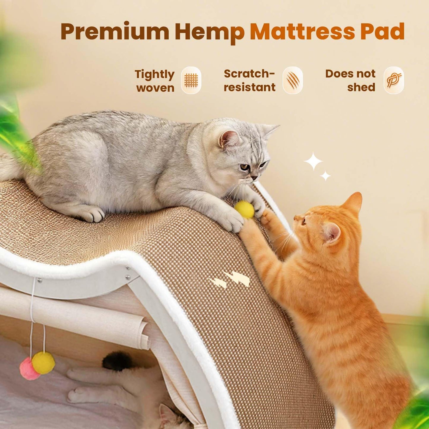 Cat Houses for Indoor Cats 4 Seasons Cat Bed Cave with Natural Bed