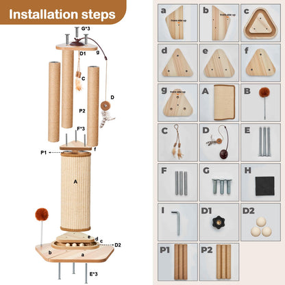 Tall Cat Scratching Post for Large Cats, Heavy Duty Natural Sisal Ball