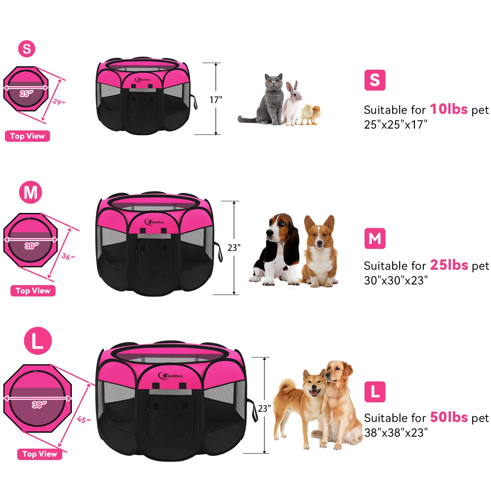 Siedihit Dog Cat Playpen, Large Puppy Pet Playpen, Dog Crate Tent Cage