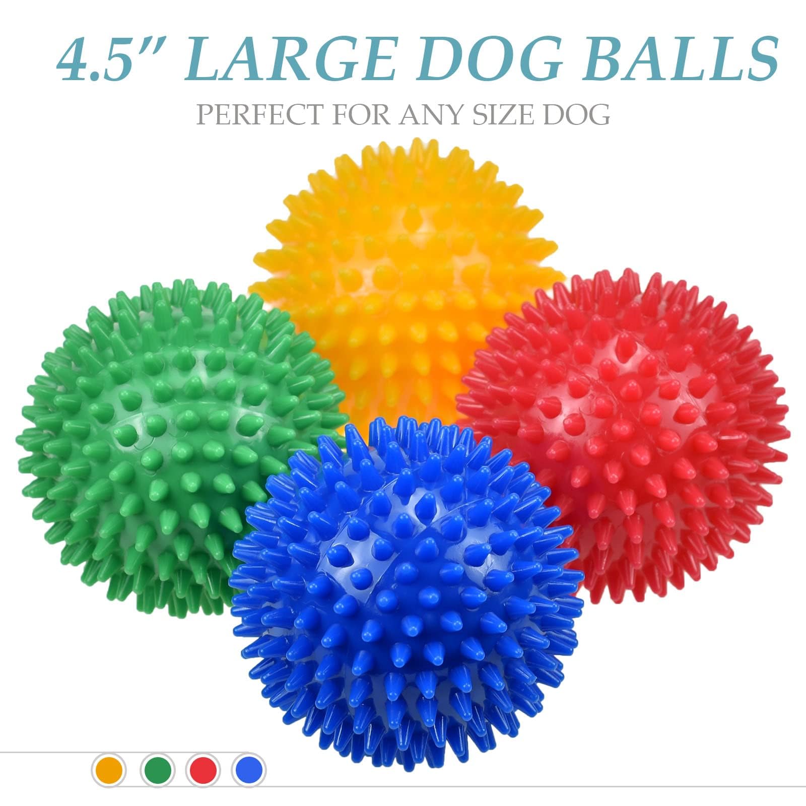 Ousiya Dog Balls 4.5” Squeaky Dog Toys Spikey Ball for Balls