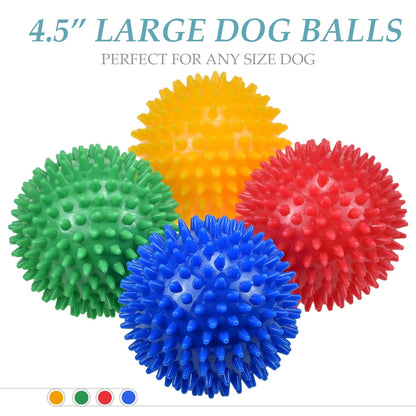 Ousiya Dog Balls 4.5” Squeaky Dog Toys Spikey Ball for Balls