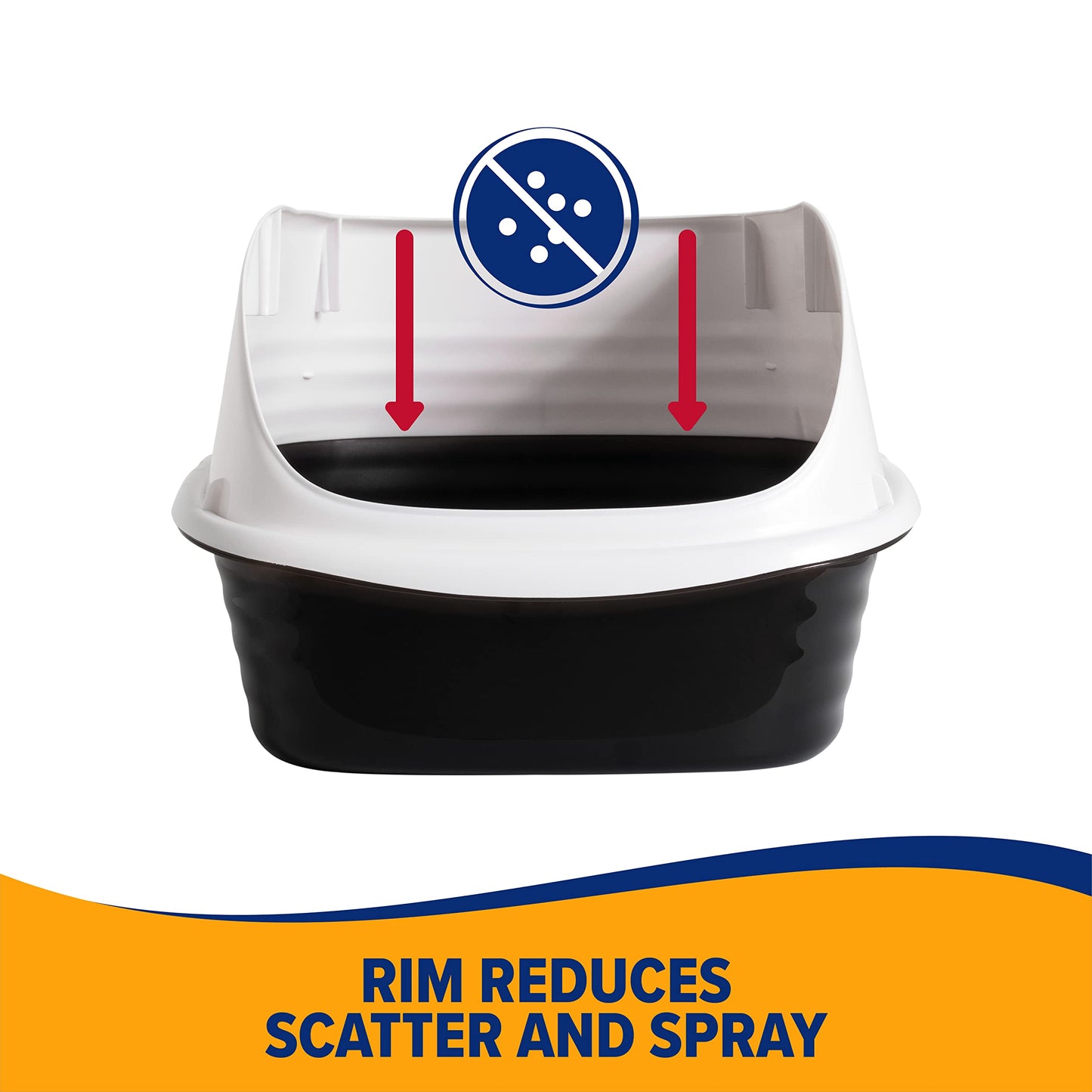 Arm Hammer Rimmed Cat Litter Box with High Sides and Microban, Box